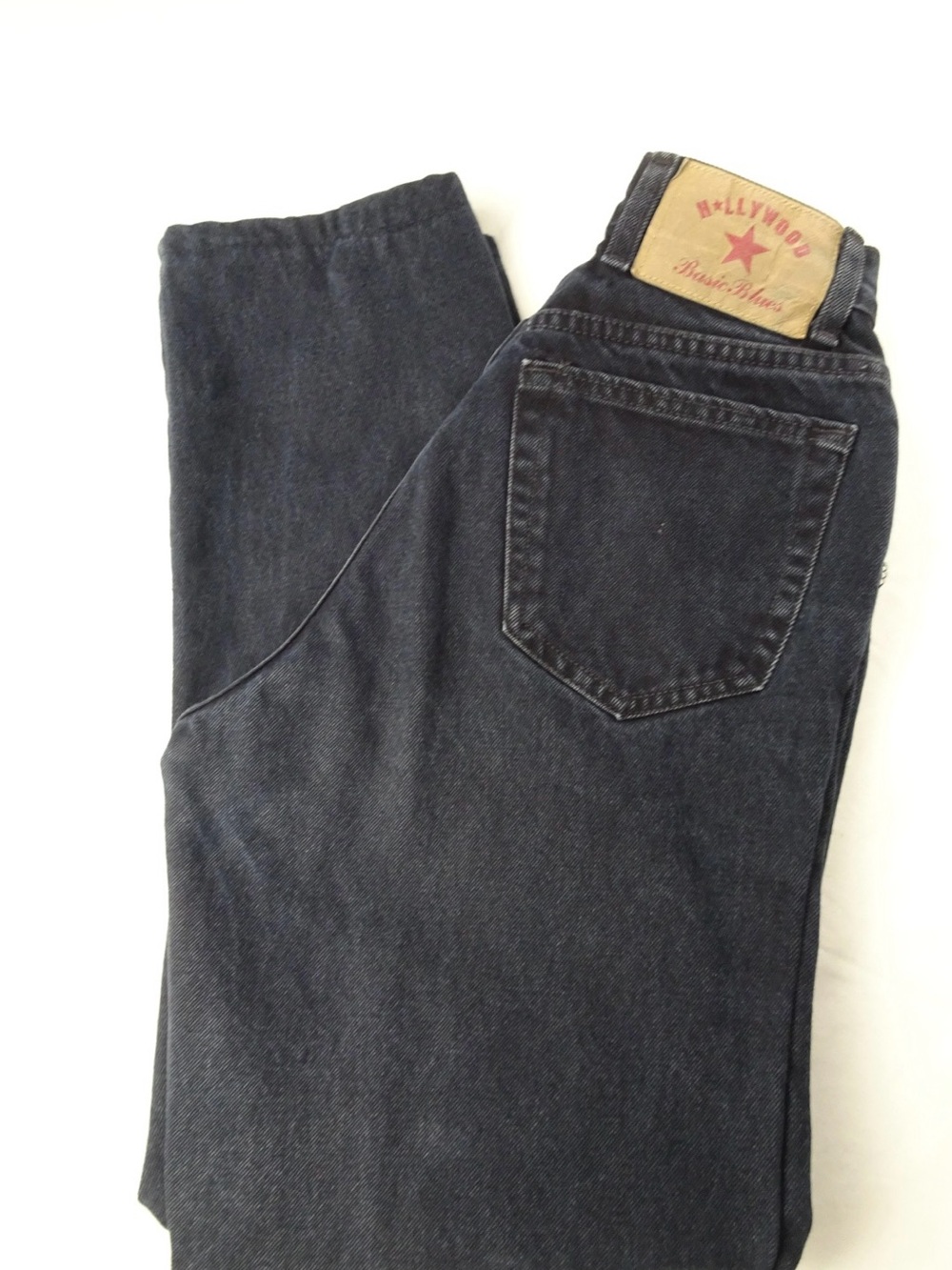 VTG 90s Hollywood Basic Blues Black Denim High Waist Straight Leg Jeans Fits ~26